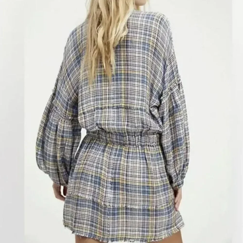 Free People By the Way Plaid Mini Dress size small